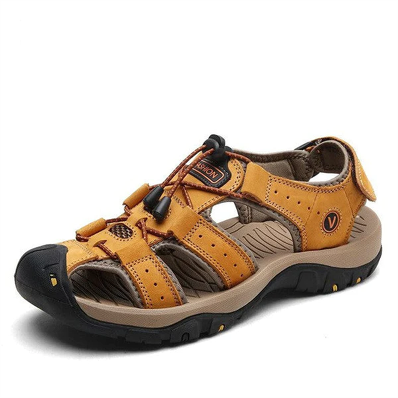 Men's Genuine Leather Sandals Lightweight Non-slip Hiking Sandals - Ergonomically Designed
