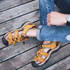 Men's Genuine Leather Sandals Lightweight Non-slip Hiking Sandals - Ergonomically Designed