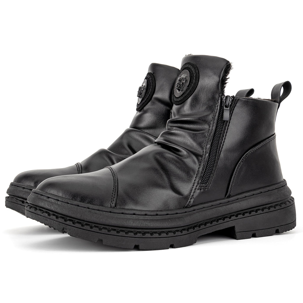 Men's Comfortable Leather Motorcycle Boots Work Boots Waterproof Anti-Slip Anti-Sprain