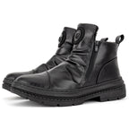 Men's Comfortable Leather Motorcycle Boots Work Boots Waterproof Anti-Slip Anti-Sprain