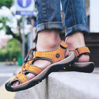 Men's Genuine Leather Sandals Lightweight Non-slip Hiking Sandals - Ergonomically Designed