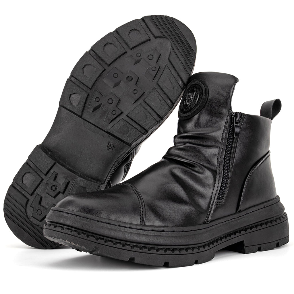 Men's Comfortable Leather Motorcycle Boots Work Boots Waterproof Anti-Slip Anti-Sprain