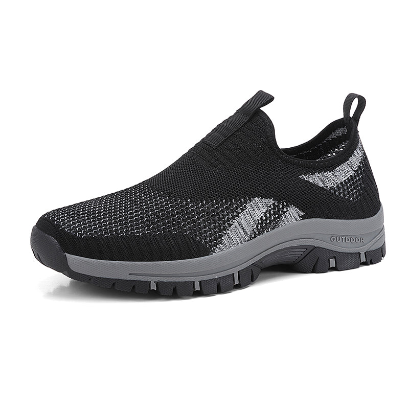 Men's Mesh Hiking Shoes - Slip-On, Lightweight, Wide Toe Box with Arch Support