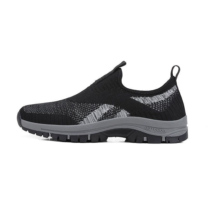Men's Mesh Hiking Shoes - Slip-On, Lightweight, Wide Toe Box with Arch Support
