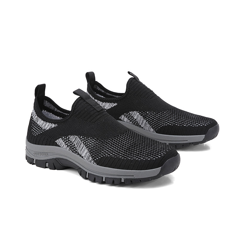 Men's Mesh Hiking Shoes - Slip-On, Lightweight, Wide Toe Box with Arch Support