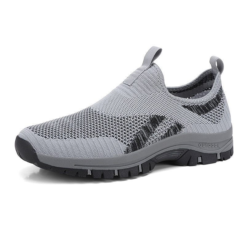 Men's Mesh Hiking Shoes - Slip-On, Lightweight, Wide Toe Box with Arch Support
