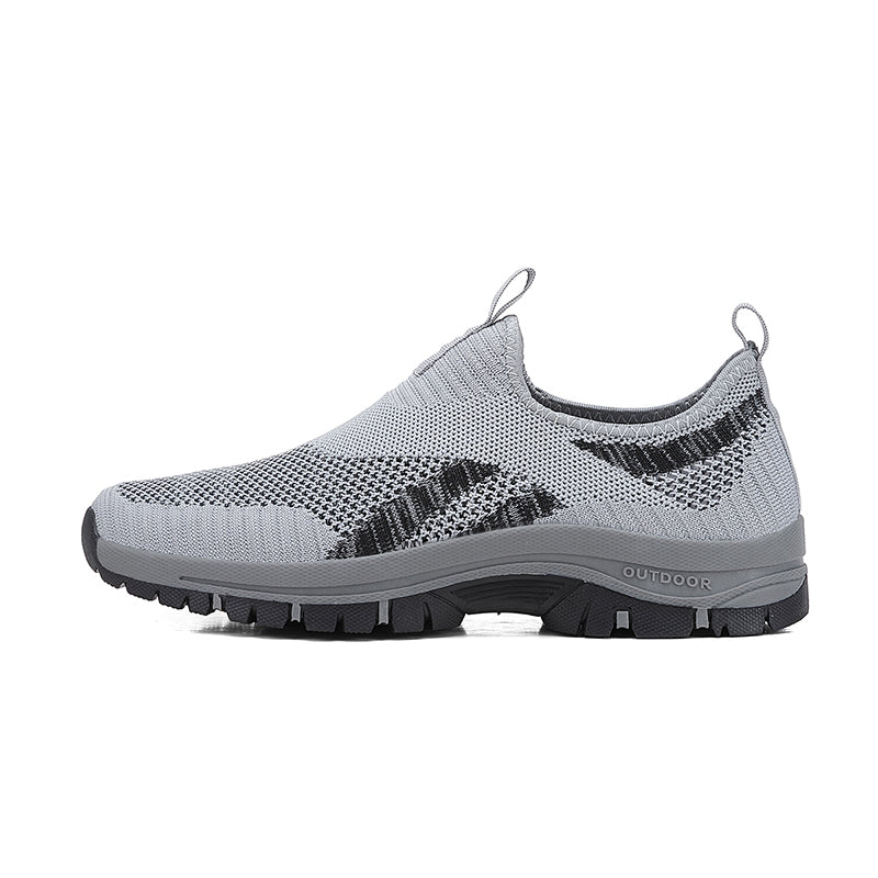 Men's Mesh Hiking Shoes - Slip-On, Lightweight, Wide Toe Box with Arch Support