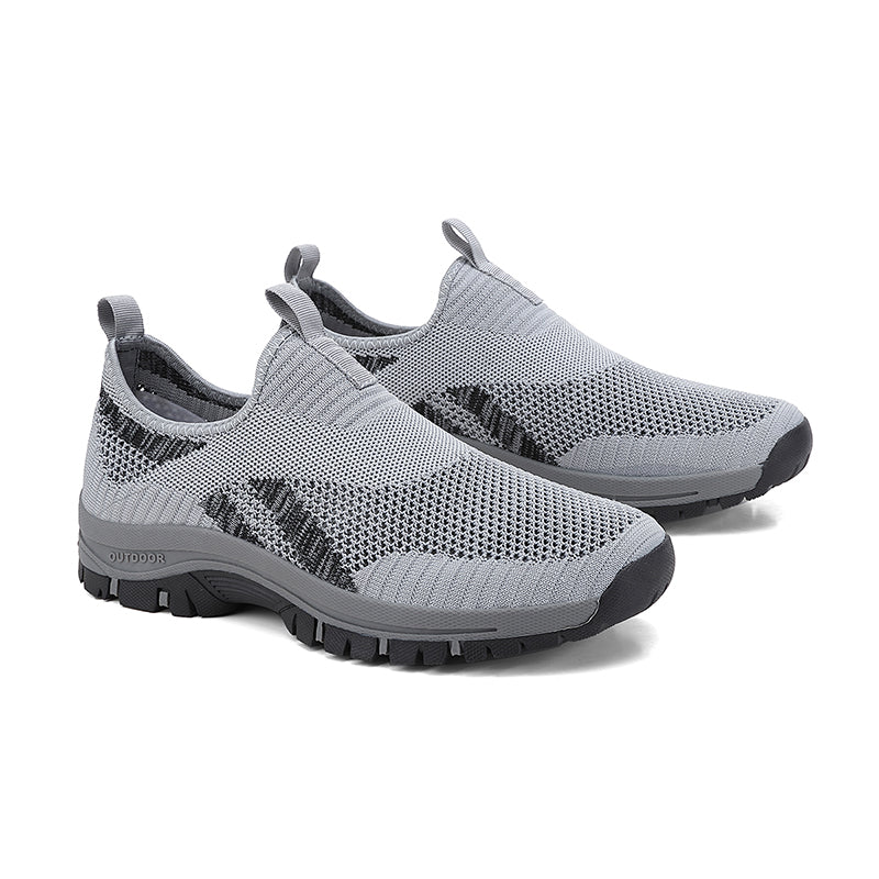 Men's Mesh Hiking Shoes - Slip-On, Lightweight, Wide Toe Box with Arch Support