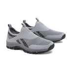 Men's Mesh Hiking Shoes - Slip-On, Lightweight, Wide Toe Box with Arch Support