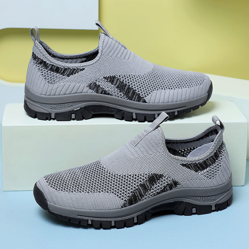 Men's Mesh Hiking Shoes - Slip-On, Lightweight, Wide Toe Box with Arch Support