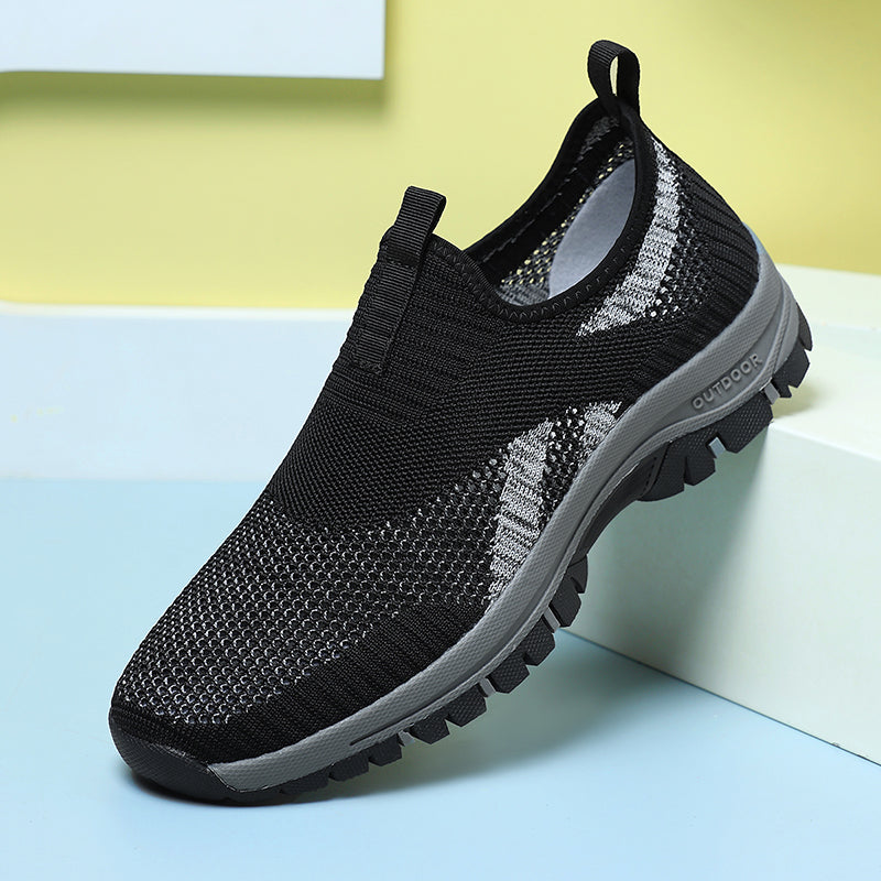 Men's Mesh Hiking Shoes - Slip-On, Lightweight, Wide Toe Box with Arch Support