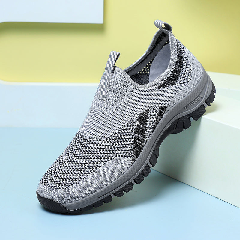 Men's Mesh Hiking Shoes - Slip-On, Lightweight, Wide Toe Box with Arch Support