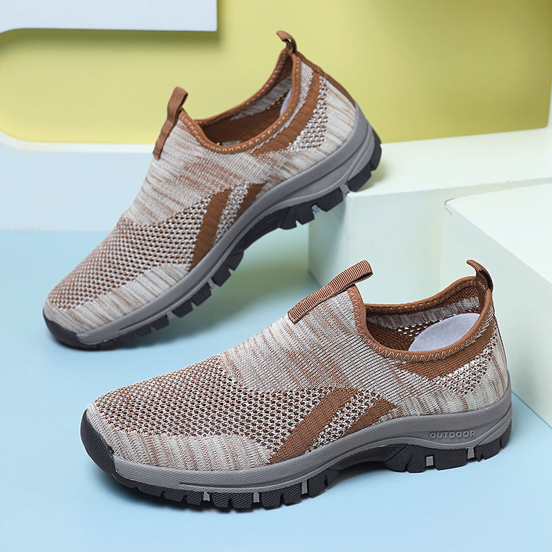 Men's Mesh Hiking Shoes - Slip-On, Lightweight, Wide Toe Box with Arch Support