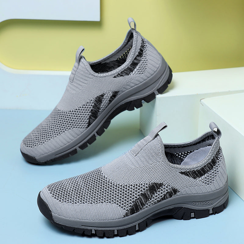 Men's Mesh Hiking Shoes - Slip-On, Lightweight, Wide Toe Box with Arch Support