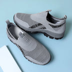 Men's Mesh Hiking Shoes - Slip-On, Lightweight, Wide Toe Box with Arch Support