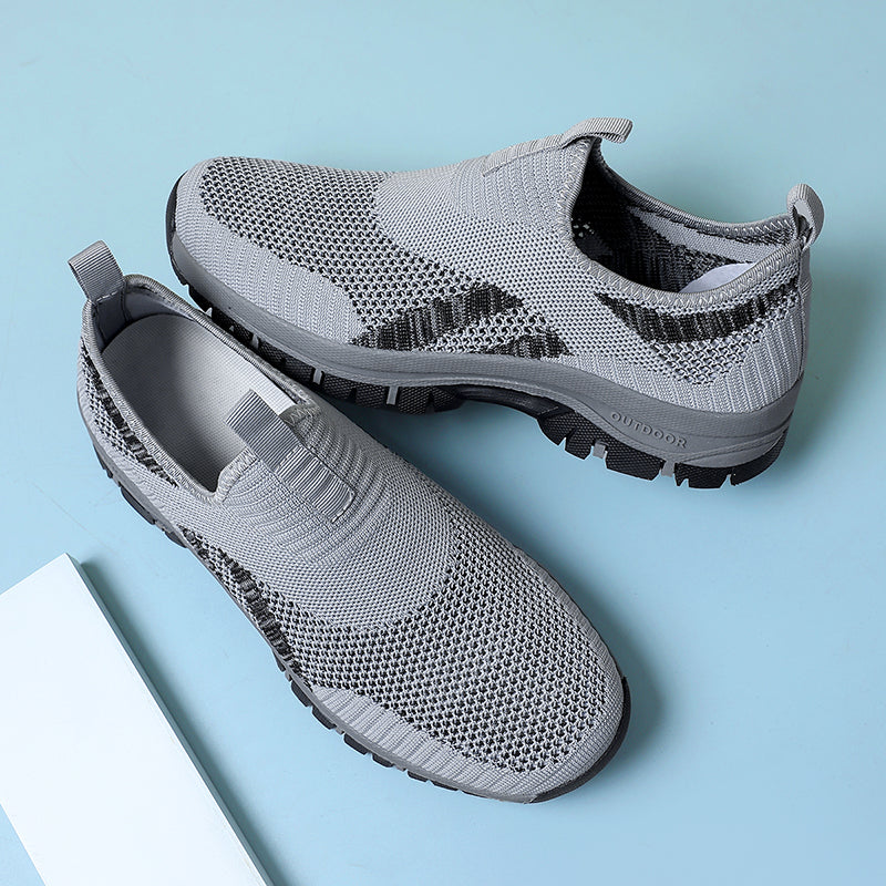 Men's Mesh Hiking Shoes - Slip-On, Lightweight, Wide Toe Box with Arch Support