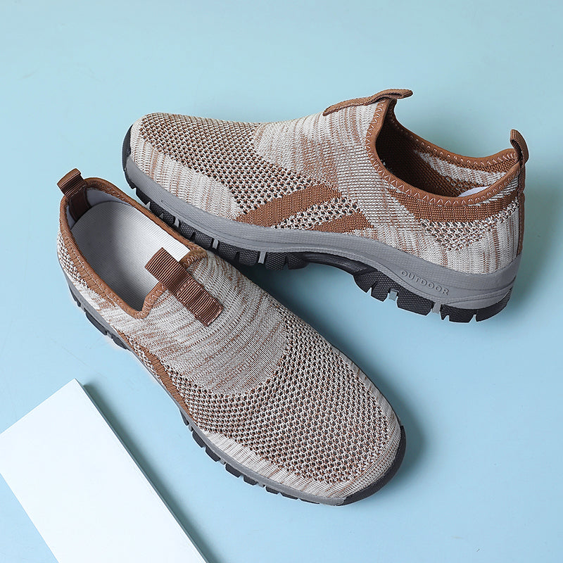 Men's Mesh Hiking Shoes - Slip-On, Lightweight, Wide Toe Box with Arch Support