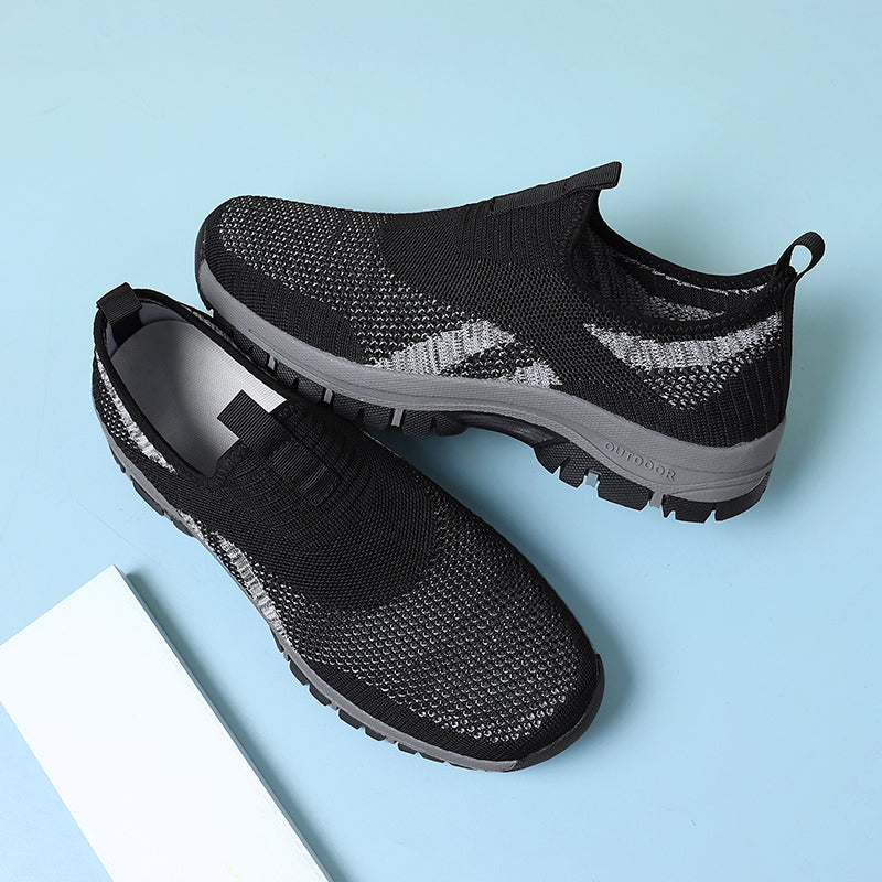 Men's Mesh Hiking Shoes - Slip-On, Lightweight, Wide Toe Box with Arch Support