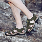 Men's Genuine Leather Sandals Lightweight Non-slip Hiking Sandals - Ergonomically Designed