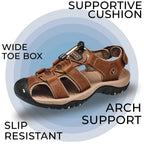 Men's Genuine Leather Sandals Lightweight Non-slip Hiking Sandals - Ergonomically Designed