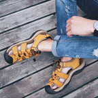 Men's Genuine Leather Sandals Lightweight Non-slip Hiking Sandals - Ergonomically Designed