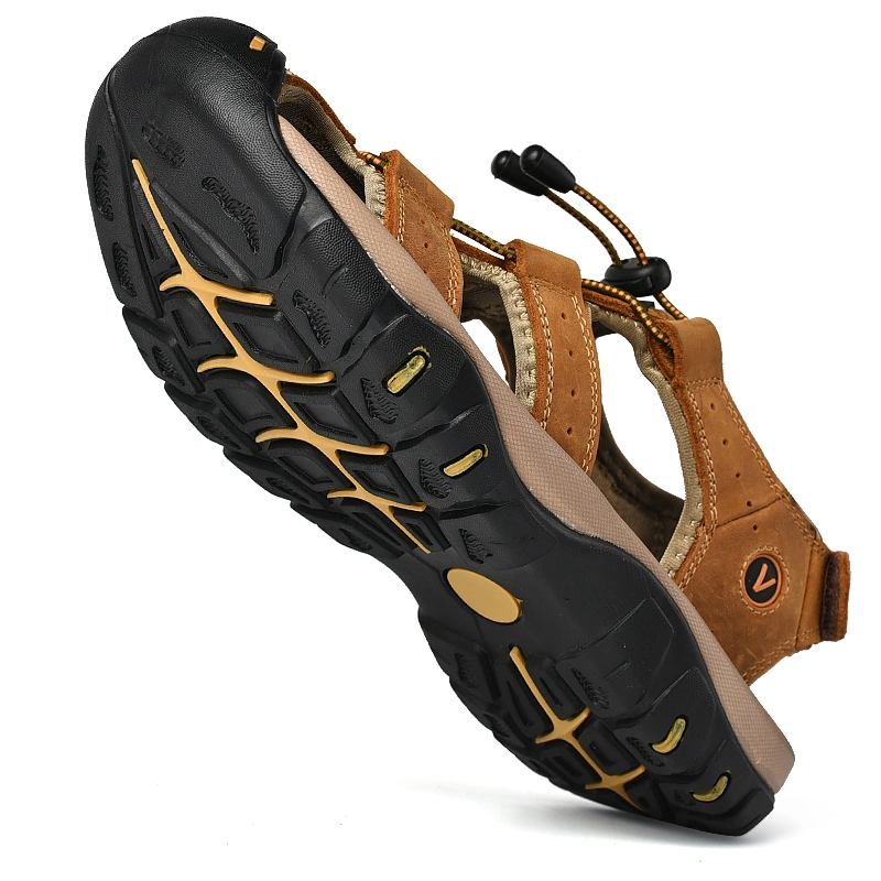 Men's Genuine Leather Sandals Lightweight Non-slip Hiking Sandals - Ergonomically Designed