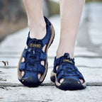 Men's Genuine Leather Sandals Lightweight Non-slip Hiking Sandals - Ergonomically Designed