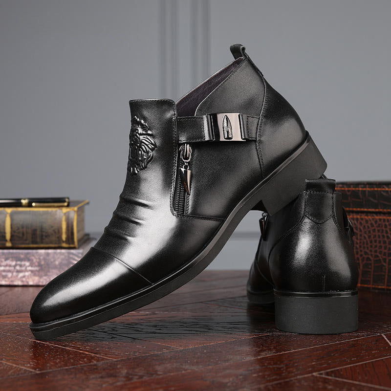 Men's Comfortable Leather Motorcycle Boots Work Boots Waterproof Anti-Slip Anti-Sprain