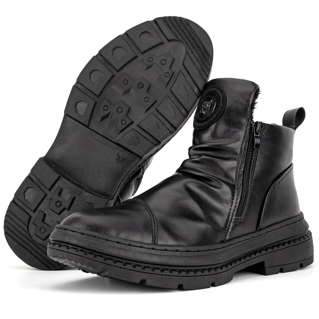 Men's Comfortable Leather Motorcycle Boots Work Boots Waterproof Anti-Slip Anti-Sprain