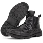 Men's Comfortable Leather Motorcycle Boots Work Boots Waterproof Anti-Slip Anti-Sprain
