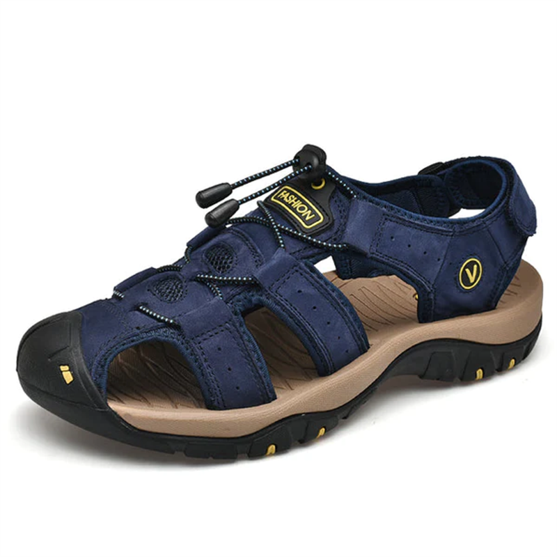 Men's Genuine Leather Sandals Lightweight Non-slip Hiking Sandals - Ergonomically Designed