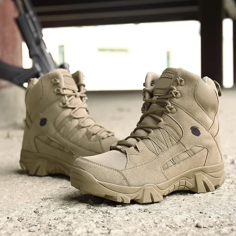 Men's Military Boots Ankle Support Hiking Boots Waterproof Non-Slip Anti-Puncture Work Boots