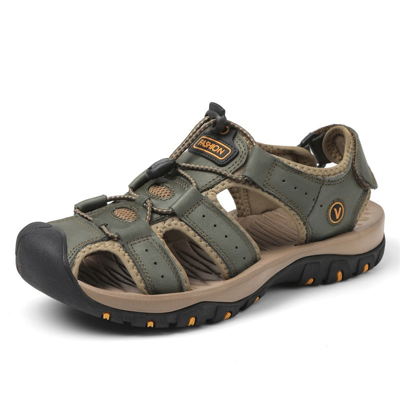 Men's Genuine Leather Sandals Lightweight Non-slip Hiking Sandals - Ergonomically Designed