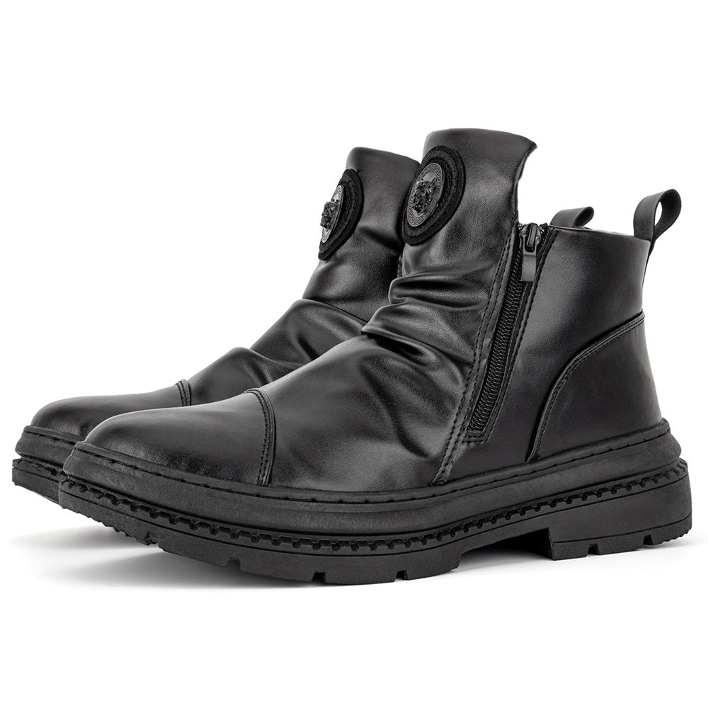 Men's Comfortable Leather Motorcycle Boots Work Boots Waterproof Anti-Slip Anti-Sprain