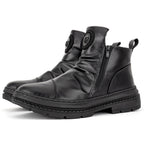 Men's Comfortable Leather Motorcycle Boots Work Boots Waterproof Anti-Slip Anti-Sprain