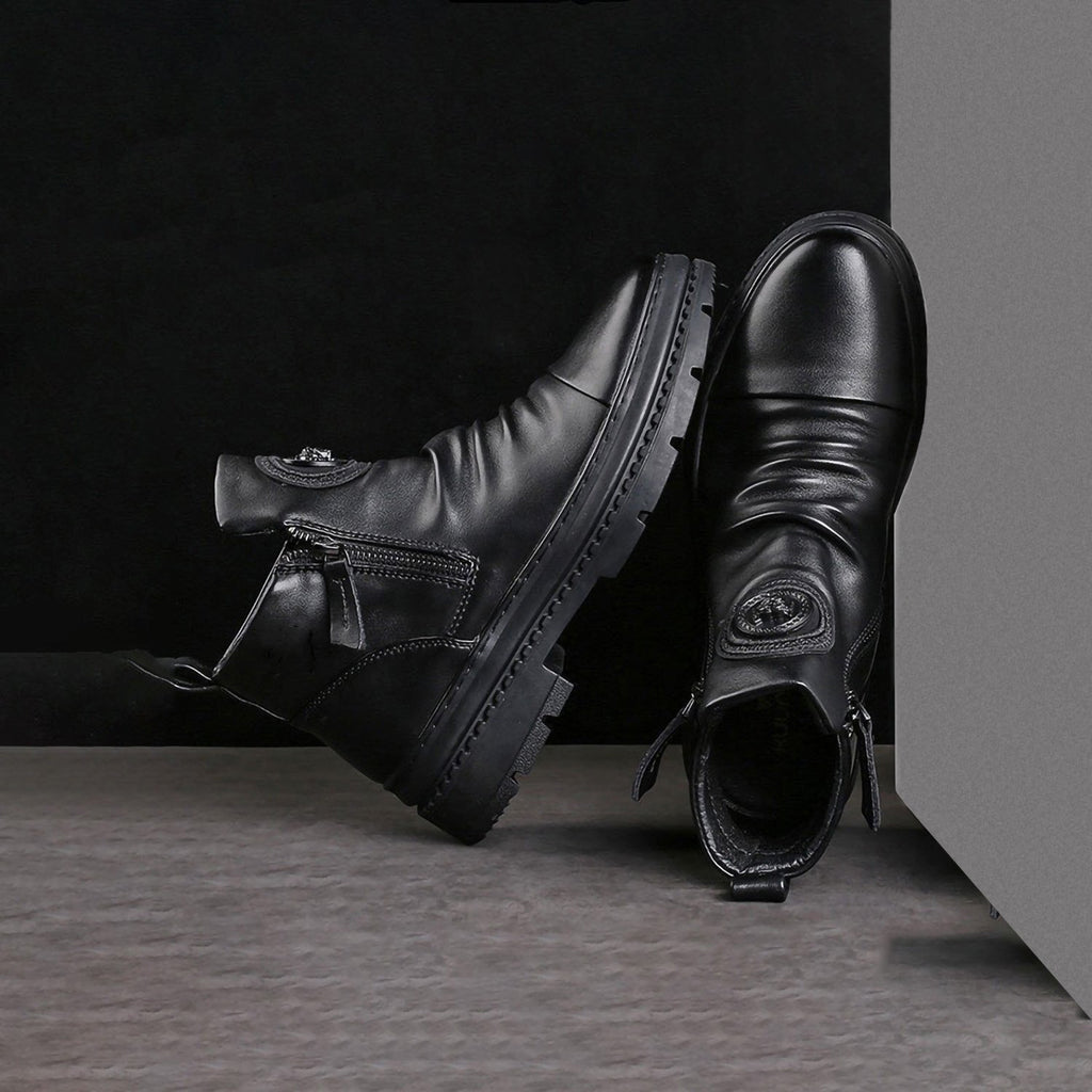 Men's Comfortable Leather Motorcycle Boots Work Boots Waterproof Anti-Slip Anti-Sprain
